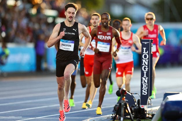 RECORD DATE NOT STATED 30th July 2026; Glasgow, Scotland; 2026 Commonwealth Games, Day Eight; Scotstoun Stadium Athletics, Mens 800m SF, James Preston (NZL) leads the pack RogerxEvans