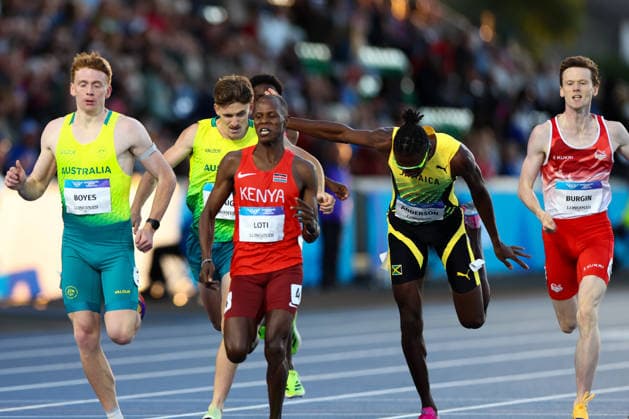 RECORD DATE NOT STATED 30th July 2026; Glasgow, Scotland; 2026 Commonwealth Games, Day Eight; Scotstoun Stadium Athletics, Mens 800m SF, Kelvin Loti (KEN) wins from Luke Boyes (AUS) and Peyton Craig (AUS) RogerxEvans