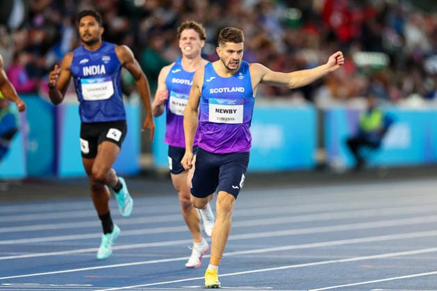 RECORD DATE NOT STATED 30th July 2026; Glasgow, Scotland; 2026 Commonwealth Games, Day Eight; Scotstoun Stadium Athletics, Mens Decathlon 400m, Callum Newbury (SCO) wins his heat RogerxEvans
