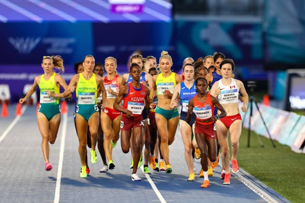 RECORD DATE NOT STATED 30th July 2026; Glasgow, Scotland; 2026 Commonwealth Games, Day Eight; Scotstoun Stadium Athletics, Womens 5000m, Rebecca Mwangi leads the field in the early laps RogerxEvans