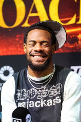 July 30, 2026: Lightweight Lamont Roach Jr. on stage during the press conference, PK, Pressekonferenz for the Roach Jr. vs Zepeda event at the Skybox Lounge inside the Virgin Hotels on July 30, 2026 in Las Vegas, NV. CSM. Boxing 2026: Roach Jr. Vs Zepeda JUL 30  - ZUMAc04_ 20260730_zma_c04_103 Copyright: xChristopherxTrimx