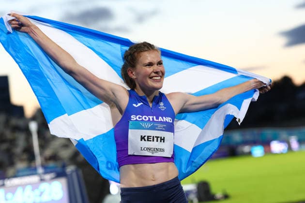 July 30, 2026, Glasgow, Scotland, Great Britain: MEGAN KEITH of Scotland celebrates her third place in the Athletics Women s 5000m Final of the Commonwealth Games Glasgow 2026 at the Scotstoun Stadium in Glasgow, Scotland. Commowealth Games 2026: Athletics  - ZUMAc179 20260730_zep_c179_028 Copyright: xMickaelxChavetx
