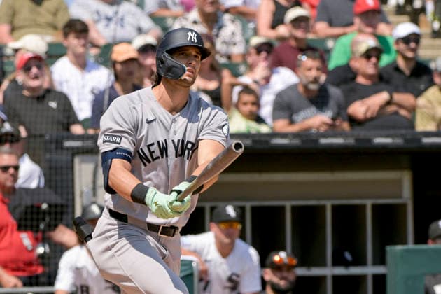 New York Yankees Spencer Jones (78) bats against the Chicago White Sox during the fourth inning at Rate Field in Chicago, IL on Thursday, July 30, 2026. The White Sox defeated the Yankees 2-1.  CHI20260730115 MARKxBLACK