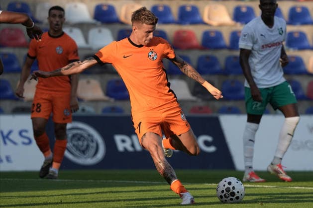 July 30, 2026, Riga, Latvia: Octavian Popescu in action during UEFA Europa Conference League qualifying round game between Latvian FK Auda and Romanian FCSB in Riga, Latvia, July 30, 2026. Photo: Roman Koksarov Riga Latvia - ZUMAk209 20260730_zsp_k209_021 Copyright: xRomansxKoksarovx