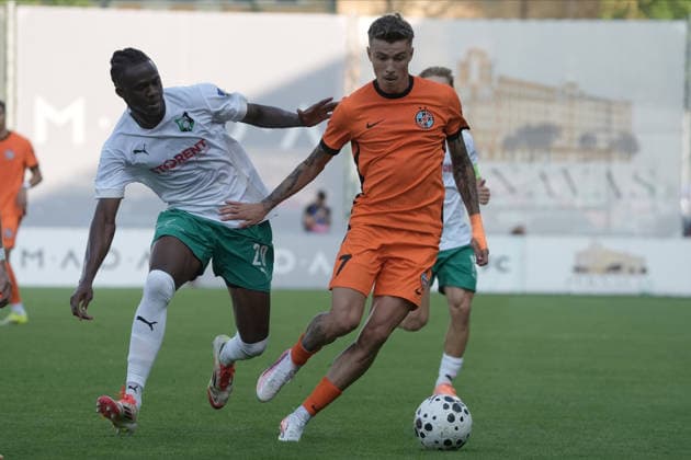 July 30, 2026, Riga, Latvia: Octavian Popescu and Youba TRAORE in action during their UEFA Europa Conference League qualifying round game between Latvian FK Auda and Romanian FCSB in Riga, Latvia, July 30, 2026. Photo: Roman Koksarov Riga Latvia - ZUMAk209 20260730_zsp_k209_026 Copyright: xRomansxKoksarovx