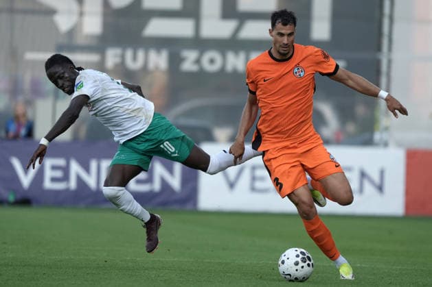 July 30, 2026, Riga, Latvia: Andre Duarte and Wally FOFANA in action during their UEFA Europa Conference League qualifying round game between Latvian FK Auda and Romanian FCSB in Riga, Latvia, July 30, 2026. Photo: Roman Koksarov Riga Latvia - ZUMAk209 20260730_zsp_k209_028 Copyright: xRomansxKoksarovx