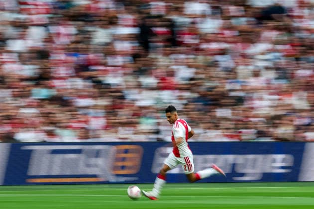 AMSTERDAM, NETHERLANDS - JULY 30: A slow shutter speed photograph shows Lucas Rosa of AFC Ajax during the UEFA Conference League 2026 27 second qualifying round second leg match between AFC Ajax and at Johan Cruijff Arena on July 30, 2026 in Amsterdam, Netherlands.  Copyright: xRenexNijhuis MBxMediax