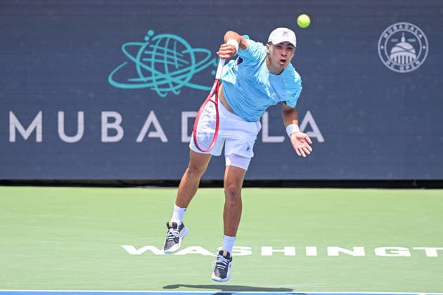 July 30, 2026, Washington, D.C, U.S: BRANDON NAKASHIMA hits a serve during his match against Jakub MenAÂ¡oÂ­k at the Rock Creek Tennis Center. Washington U.S - ZUMAg196 20260730_zap_g196_037 Copyright: xKylexGustafsonx