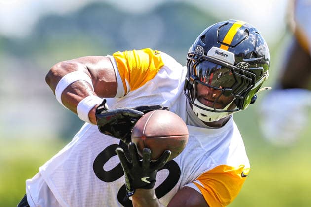 July 30, 2026, Latrobe, Pennsylvania, USA: Pittsburgh Steelers tight end DARNELL WASHINGTON (80) catches a pass during the Pittsburgh Steelers Training Camp in Latrobe, Pennsylvania. Latrobe USA - ZUMAg257 20260730_zsp_g257_056 Copyright: xBrentxGudenschwagerx