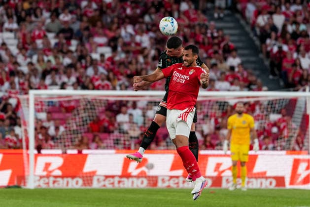 Fussball, UEFA Europa League Qualifikation: SL Benfica vs. FC St. Gallen 1879, Donnerstag, 30.07.2026 (Estadio da Luz, Lissabon, Portugal); Jozo StaniÄ‡, Jozo Stanic (4, FC St. Gallen), Evangelos Pavlidis (14, SL Benfica) *** Soccer, UEFA Europa League Qualifying: SL Benfica vs. FC St. Gallen 1879, Thursday, July 30, 2026, Estadio da Luz, Lisbon, Portugal; Jozo Stanic, Jozo Stanic 4, FC St. Gallen, Evangelos Pavlidis 14, SL Benfica Copyright: xValentinxDomgjonix
