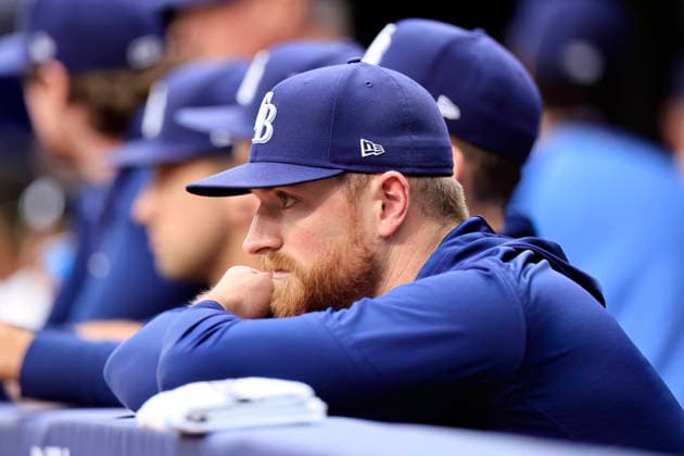 July 30, 2026, St. Petersburg, Florida, USA: Tampa Bay Rays pitcher Drew Rasmussen (57) watches from the dugout during an MLB, Baseball Herren, USA game against the Texas Rangers on July 30, 2026 at Tropicana Field. The Rays beat the Rangers 3-2 and won the series. MLB 2026: Tampa Bay Rays 3 : 2 Texas Rangers  - ZUMAh180 20260730_zsp_h180_038 Copyright: xKimxHukarix
