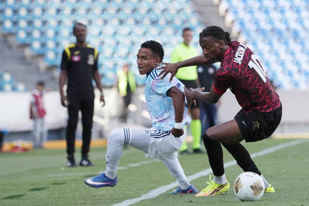 CONCACAF U-20 Championship - Costa Rica vs Antigua and Bermuda Keyner Hernandez (L) of Costa Rica in action against Vaughn Jackson of Antigua and Barbuda during the CONCACAF U-20 Championship match between Costa Rica and Antigua and Barbuda in Puebla, Mexico, 30 July 2026. PUEBLA Mexico  Copyright: xHILDAxRIOSx