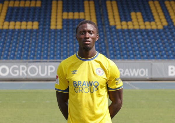 Aaron Opoku (Eintracht Braunschweig) ; Eintracht Braunschweig; 2.BL, Portraettermin 2026 2027 *** Aaron Opoku Eintracht Braunschweig Eintracht Braunschweig 2 BL, Photo Shoot 2026 2027