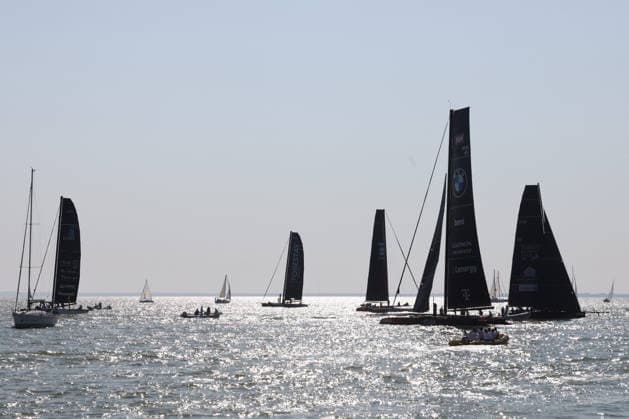 (260731) -- BALATONFURED, July 31, 2026 -- Participants compete during the 58th Blue Ribbon Regatta race around Lake Balaton near Balatonfured, Hungary, on July 30, 2026. (Photo by Xinhua) (SP)HUNGARY-BALATONFURED-SAILING-BLUE RIBBON REGATTA AttilaxVolgyi 