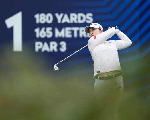 LYTHAM, ENGLAND - JULY 30: Mao Saigo (JPN) plays from the first tee during Round 1 at the 50th AIG Women™s Open Championship at the Royal Lytham and St Anne™s Golf Club, Lytham on July 30, 2026 in Lancashire, England The 50th AIG Women™s Open Championship