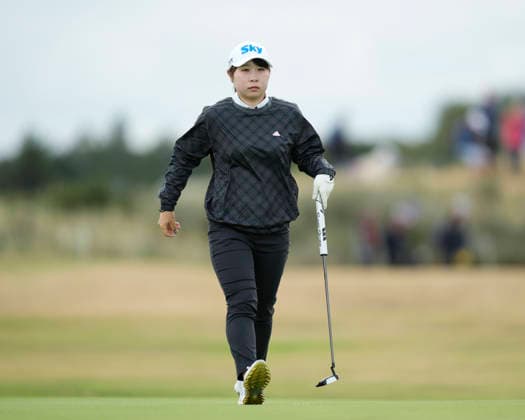 LYTHAM, ENGLAND - JULY 30: Yuna Araki (JPN) walks onto the first green during Round 1 at the 50th AIG Women™s Open Championship at the Royal Lytham and St Anne™s Golf Club, Lytham on July 30, 2026 in Lancashire, England The 50th AIG Women™s Open Championship