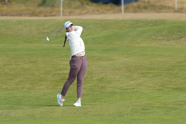 LYTHAM, ENGLAND - JULY 30: Mimi Rhodes (ENG) plays from the sixth fairway during Round 1 at the 50th AIG Women™s Open Championship at the Royal Lytham and St Anne™s Golf Club, Lytham on July 30, 2026 in Lancashire, England The 50th AIG Women™s Open Championship
