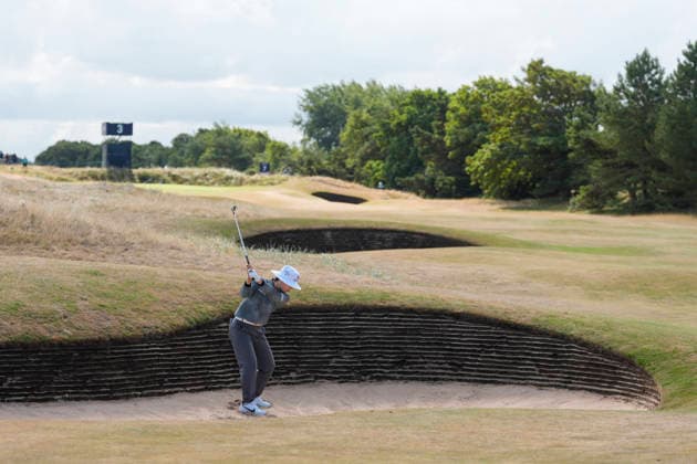 LYTHAM, ENGLAND - JULY 30: Somi Lee (KOR) plays from a bunker not he 3rd hole during Round 1 at the 50th AIG Women™s Open Championship at the Royal Lytham and St Anne™s Golf Club, Lytham on July 30, 2026 in Lancashire, England The 50th AIG Women™s Open Championship