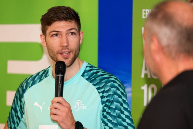 HANDBALL - HBL, Kiel, training camp GRAZ,AUSTRIA,31.JUL.26 - HANDBALL - HBL Handball-Bundesliga, THW Kiel, press conference, PK, Pressekonferenz Image shows Lukas Zerbe (Kiel).  GEPAxpictures xMarioxBuehner-Weinrauch