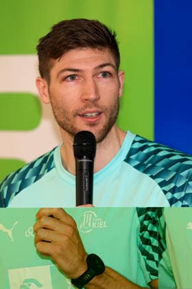 HANDBALL - HBL, Kiel, training camp GRAZ,AUSTRIA,31.JUL.26 - HANDBALL - HBL Handball-Bundesliga, THW Kiel, press conference, PK, Pressekonferenz Image shows Lukas Zerbe (Kiel).  GEPAxpictures xMarioxBuehner-Weinrauch