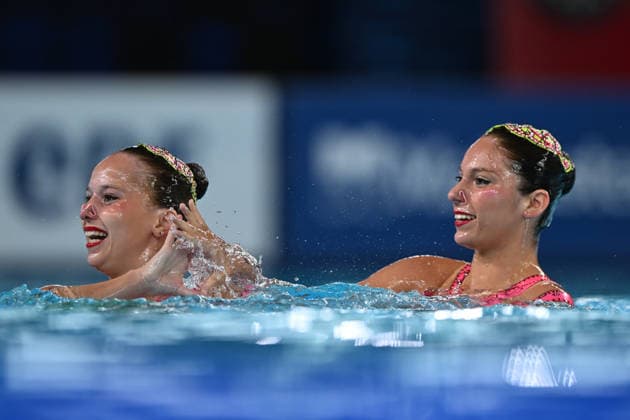 France, Paris, Centre Aquatique Olympique Metropole du Grand Paris, 31.07.2026, European Aquatics Championships Artistic Swimming - Day 1 - Duet Free Preliminary, Laelys Alavez and Romane Lunel of France Photo by Eibner Pressefoto Tino Henschel European Aquatics Championships Artistic Swimming - Day 1 - Duet Free Preliminary Paris *** France, Paris, Centre Aquatique Olympique Metropole du Grand Paris, July 31, 2026, European Aquatics Championships, Artistic Swimming, Day 1, Duet Free Preliminary, Laelys Alavez and Romane Lunel of France. Photo by Eibner Pressefoto, Tino Henschel. European Aquatics Championships, Artistic Swimming, Day 1, Duet Free Preliminary, Paris Copyright: xEibnerxPressefotox