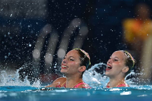 France, Paris, Centre Aquatique Olympique Metropole du Grand Paris, 31.07.2026, European Aquatics Championships Artistic Swimming - Day 1 - Duet Free Preliminary, Laelys Alavez and Romane Lunel of France Photo by Eibner Pressefoto Tino Henschel European Aquatics Championships Artistic Swimming - Day 1 - Duet Free Preliminary Paris *** France, Paris, Centre Aquatique Olympique Metropole du Grand Paris, July 31, 2026, European Aquatics Championships, Artistic Swimming, Day 1, Duet Free Preliminary, Laelys Alavez and Romane Lunel of France. Photo by Eibner Pressefoto, Tino Henschel. European Aquatics Championships, Artistic Swimming, Day 1, Duet Free Preliminary, Paris Copyright: xEibnerxPressefotox