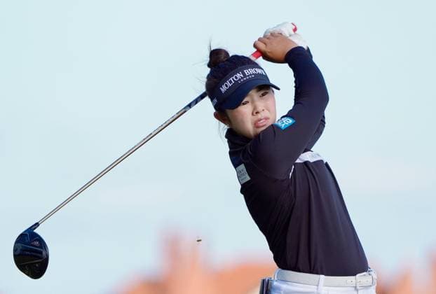Golf: Women s British Open Miyu Yamashita of Japan hits off the third tee during the second round of the Women s British Open golf tournament on July 31, 2026, at Royal Lytham &amp; St Annes Golf Club in Lytham St Annes, England.  A14AA0005624715P