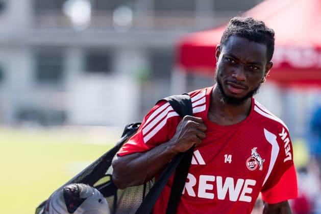 ST. JOHANN IN TIROL, AUSTRIA - JULY 31: Gideon Mensah (1. FC Koeln, 14) training individually before a friendly game between 1. FC Koeln vs. Hertha BSC Berlin at trainings camp of 1. FC Koeln in Kitzbuehel of season 2026 27 at Koasastadion on July 31, 2026 in St. Johann in Tirol, Austria. Austria Copyright: xSteffiexWunderlx