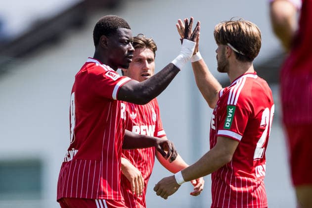 ST. JOHANN IN TIROL, AUSTRIA - JULY 31: Ragnar Ache (1. FC Koeln, 9) celebrates scoring the 1:0 goal during a friendly game between 1. FC Koeln vs. Hertha BSC Berlin at trainings camp of 1. FC Koeln in Kitzbuehel of season 2026 27 at Koasastadion on July 31, 2026 in St. Johann in Tirol, Austria. Austria Copyright: xSteffiexWunderlx