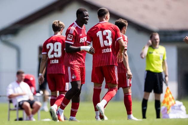 ST. JOHANN IN TIROL, AUSTRIA - JULY 31: Ragnar Ache (1. FC Koeln, 9) celebrates scoring the 1:0 goal during a friendly game between 1. FC Koeln vs. Hertha BSC Berlin at trainings camp of 1. FC Koeln in Kitzbuehel of season 2026 27 at Koasastadion on July 31, 2026 in St. Johann in Tirol, Austria. Austria Copyright: xSteffiexWunderlx