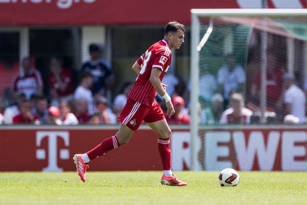 ST. JOHANN IN TIROL, AUSTRIA - JULY 31: Paul Okon-Engstler (1. FC Koeln, 23) controls the ball during a friendly game between 1. FC Koeln vs. Hertha BSC Berlin at trainings camp of 1. FC Koeln in Kitzbuehel of season 2026 27 at Koasastadion on July 31, 2026 in St. Johann in Tirol, Austria. Austria Copyright: xSteffiexWunderlx