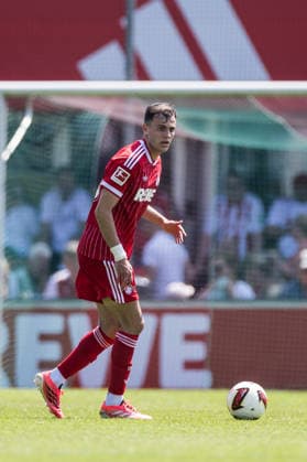 ST. JOHANN IN TIROL, AUSTRIA - JULY 31: Paul Okon-Engstler (1. FC Koeln, 23) controls the ball during a friendly game between 1. FC Koeln vs. Hertha BSC Berlin at trainings camp of 1. FC Koeln in Kitzbuehel of season 2026 27 at Koasastadion on July 31, 2026 in St. Johann in Tirol, Austria. Austria Copyright: xSteffiexWunderlx