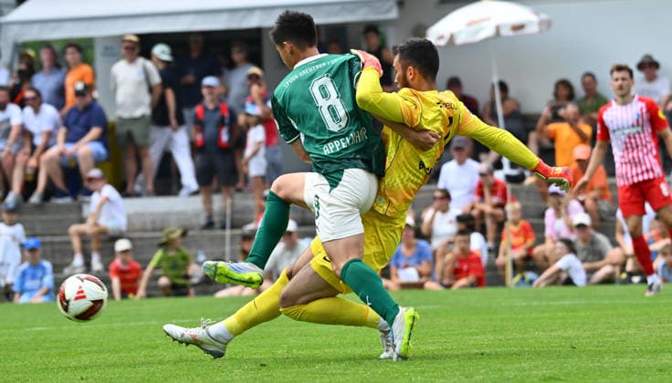 31.07.2026 - Fussball - Saison 2026 2027 - Testspiel Freundschaftsspiel Vorbereitungsspiel - SC Freiburg - SpVgg Greuther Fürth ( Kleeblatt ) - - Sportfoto Zink - xwoxzix - regulations prohibit any use of photographs as image sequences and or quasi-video - only for editorial use - Shinta Appelkamp (8, SpVgg Greuther Fürth ) Mio Backhaus (1, SC Freiburg ) *** July 31, 2026 Soccer Season 2026–2027 Exhibition Match Friendly Match Preseason Match SC Freiburg SpVgg Greuther Fürth Kleeblatt Sports Photo Zink xwoxzix Regulations prohibit any use of photographs as image sequences and or quasi-video; for editorial use only Shinta AppElkamp 8, SpVgg Greuther Fürth; Mio Backhaus 1, SC Freiburg