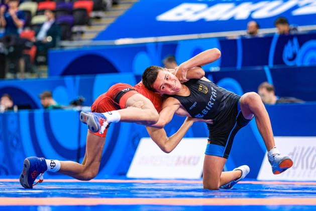U17, U 17 Wrestling World Championships 48kg FS - Bogdan Sapojnic (GER) df. Ahmed Abdalla Ahmed Ali Saleh (EGY) *** U17 Wrestling World Championships, 48 kg Freestyle: Bogdan Sapojnic (GER) def. Ahmed Abdalla Ahmed Ali Saleh (EGY) Copyright: xUnitedxWorldxWrestlingx xAmirrezx UWW-U17-WC-BAKU-2026