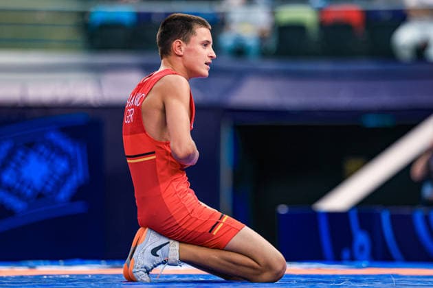 U17, U 17 Wrestling World Championships 48kg FS - Bogdan Sapojnic (GER) *** U17 Wrestling World Championships, 48 kg Freestyle: Bogdan Sapojnic (GER) Copyright: xUnitedxWorldxWrestlingx xAmirrezx UWW-U17-WC-BAKU-2026
