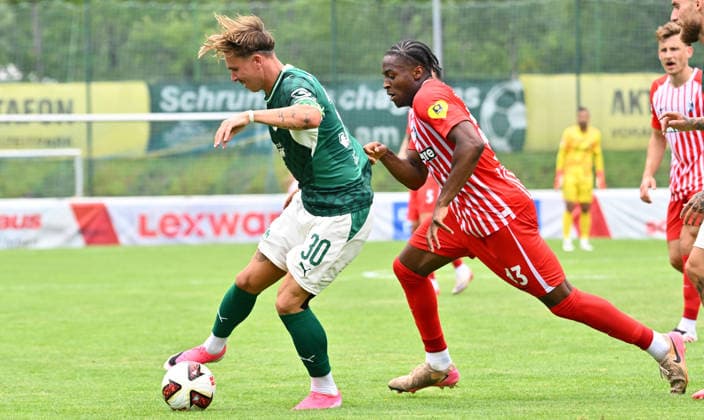 31.07.2026 - Fussball - Saison 2026 2027 - Testspiel Freundschaftsspiel Vorbereitungsspiel - SC Freiburg - SpVgg Greuther Fürth ( Kleeblatt ) - - Sportfoto Zink - xwoxzix - regulations prohibit any use of photographs as image sequences and or quasi-video - only for editorial use - Felix Klaus (30, SpVgg Greuther Fürth ) Bruno Ogbus (43, SC Freiburg ) *** July 31, 2026 Soccer Season 2026–2027 Exhibition Match Friendly Match Preseason Match SC Freiburg SpVgg Greuther Fürth Kleeblatt Sports Photo by Zink xwoxzix; regulations prohibit any use of photographs as image sequences and or quasi-video; for editorial use only. Felix Klaus 30, SpVgg Greuther Fürth Bruno Ogbus 43, SC Freiburg