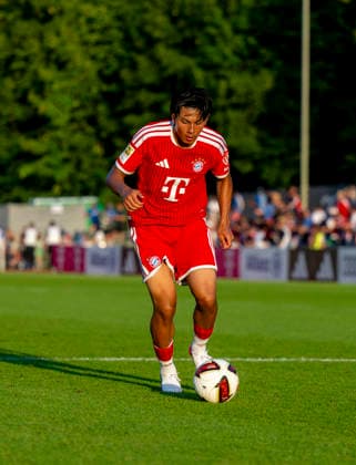 30.07.2026, Fussball Bundesliga 2026 2027, Trainingslager FC Bayern München in Rottach-Egern am Tegernsee (Bayern). Testspiel FC Rottach Egern - FC Bayern München, Nuraj Skender ( BAyern München) *** July 30, 2026, 2026–2027 Bundesliga, FC Bayern Munich training camp in Rottach Egern on Lake Tegernsee, Bavaria; friendly match between FC Rottach Egern and FC Bayern Munich, Nuraj Skender, Bayern Munich