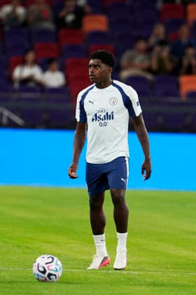 HONGKONG-SOCCER FOOTBALL-FEST Divin Mubama of Manchester City during open training at Kai Tan Stadium during the Hong Kong Football Festival 2026 in Hong Kong, July 31, 2026. NEXPHER Vernon Yuen HONG KONG