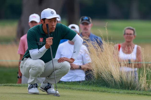 U.S. Senior Open Championship DETROIT, MICHIGAN - JULY 30: Jeffrey Kang of Los Angeles, California lines up his putt on the 16th green during the first round of the Rocket Classic 2026 at the Detroit Golf Club in Detroit, Michigan, USA, July 30, 2026. Detoit Michian United States  Copyright: xAmyxLemusx originalFilename:lemus-ussenior260730_npwGA.jpg