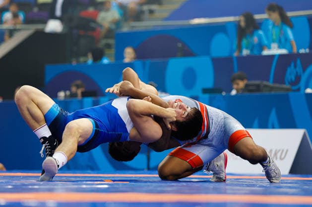 U17, U 17 Wrestling World Championships 65kg FS - Magomed Salimgereevitch Ibragimov (RUS) df. Jovani Isaias Solis (PUR) *** U17 Wrestling World Championships, 65 kg Freestyle: Magomed Salimgereevitch Ibragimov (RUS) defeated Jovani Isaias Solis (PUR) by fall Copyright: xKostadinxAndonovx UWW-U17-WC-BAKU-2026