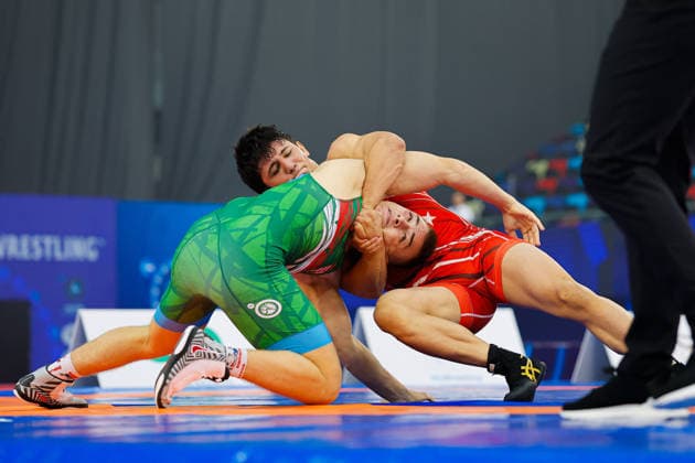U17, U 17 Wrestling World Championships 80kg FS - Zeteny Tugyi (HUN) df. Volkan Bilgin (TUR) *** U17 Wrestling World Championships, 80 kg Freestyle: Zeteny Tugyi (HUN) def. Volkan Bilgin (TUR) Copyright: xKostadinxAndonovx UWW-U17-WC-BAKU-2026