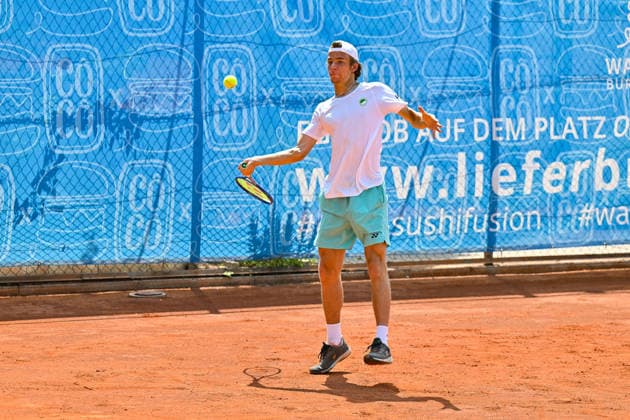 Tennis 1. Bundesliga Herren; TC Augsburg Siebentisch - TK GW Mannheim, 31.07.2026 AUGSBURG, GERMANY - 31. JULY: im Bild Niels McDONALD vom TC GW Mannheim während dem Match der 1. Bundesliga Herren zwischen dem TC Augsburg und dem TK GW Mannheim am 6. Spieltag *** Men s Tennis 1st Bundesliga: TC Augsburg Siebentisch vs. TK GW Mannheim, July 31, 2026, AUGSBURG, GERMANY, July 31. Pictured: Niels McDONALD of TC GW Mannheim during the Men’s 1st Bundesliga match between TC Augsburg and TK GW Mannheim on Match Day 6. Copyright: xBEAUTIFULxSPORTS Goldbergx
