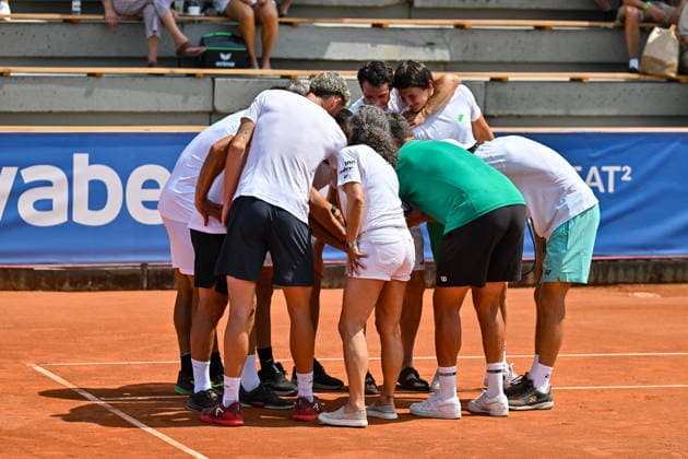 Tennis 1. Bundesliga Herren; TC Augsburg Siebentisch - TK GW Mannheim, 31.07.2026 AUGSBURG, GERMANY - 31. JULY: im Bild das Team der Gäste aus Mannheim vor dem Match der 1. Bundesliga Herren zwischen dem TC Augsburg und dem TK GW Mannheim am 6. Spieltag *** Men s Tennis 1st Bundesliga: TC Augsburg Siebentisch vs. TK GW Mannheim, July 31, 2026, AUGSBURG, GERMANY, July 31. Pictured here is the visiting team from Mannheim before the Men’s 1st Bundesliga match between TC Augsburg and TK GW Mannheim on Matchday 6. Copyright: xBEAUTIFULxSPORTS Goldbergx