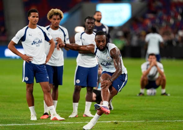 HONGKONG-SOCCER FOOTBALL-FEST Antoine Semenyo of Manchester City during open training at Kai Tan Stadium during the Hong Kong Football Festival 2026 in Hong Kong, July 31, 2026. NEXPHER Vernon Yuen HONG KONG