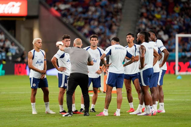 HONGKONG-SOCCER FOOTBALL-FEST Enzo Maresca, a coach of Manchester City during open training at Kai Tan Stadium during the Hong Kong Football Festival 2026 in Hong Kong, July 31, 2026. NEXPHER Vernon Yuen HONG KONG