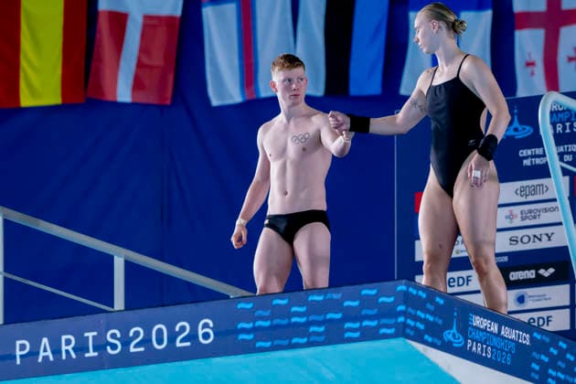 France, Paris, Centre Aquatique Olympique Metropole du Grand Paris, 31.07.2026, European Aquatics Junior Championships Swimming, Day 1 - Mixed Team Event Final, Pauline Alexandra Pfeif and Jaden Shiloh Eikermann Gregorchuk of Germany Photo by Eibner Pressefoto Tino Henschel European Aquatics Junior Championships Swimming, Day 1 - Mixed Team Event Final Paris *** France, Paris, Centre Aquatique Olympique Metropole du Grand Paris, July 31, 2026, European Junior Aquatics Championships – Swimming, Day 1 Mixed Team Event Final, Pauline Alexandra Pfeif and Jaden Shiloh Eikermann Gregorchuk of Germany. Photo by Eibner Pressefoto Tino Henschel. European Aquatics Junior Championships – Swimming, Day 1 Mixed Team Event Final, Paris Copyright: xEibnerxPressefotox