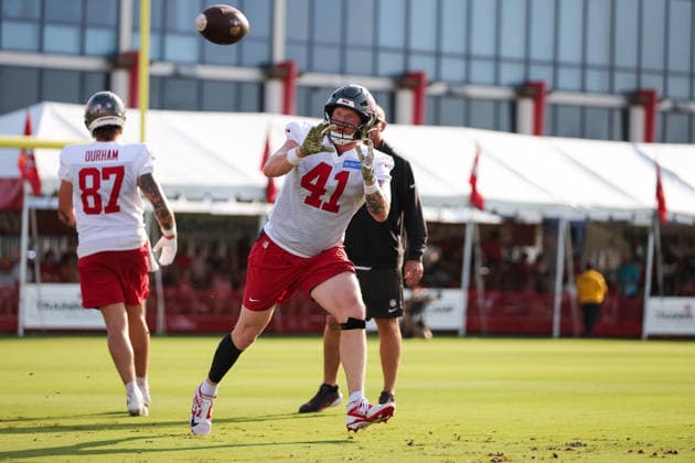 July 31, 2026: Tampa Bay Buccaneers tight end Ko Kieft (41) during training camp at AdventHeath Training Center in Tampa, FL. Taylor McFee CSM Tampa USA - ZUMAc04_ 20260731_zma_c04_024 Copyright: xTaylorxMcfeex