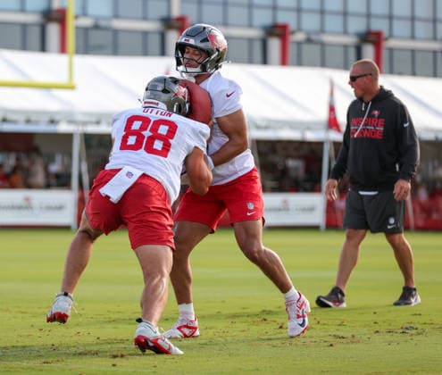 July 31, 2026: Tampa Bay Buccaneers tight end Cade Otton (88) during training camp at AdventHeath Training Center in Tampa, FL. Taylor McFee CSM Tampa USA - ZUMAc04_ 20260731_zma_c04_027 Copyright: xTaylorxMcfeex
