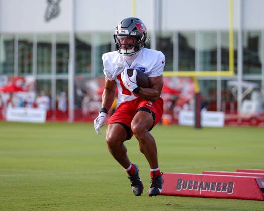 July 31, 2026: Tampa Bay Buccaneers running back Josh Williams (18) during training camp at AdventHeath Training Center in Tampa, FL. Taylor McFee CSM Tampa USA - ZUMAc04_ 20260731_zma_c04_029 Copyright: xTaylorxMcfeex