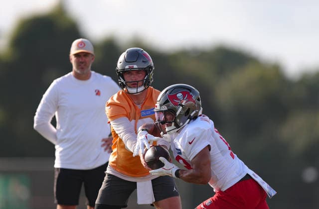 July 31, 2026: Tampa Bay Buccaneers quarterback Jake Browning (5) during training camp at AdventHeath Training Center in Tampa, FL. Taylor McFee CSM Tampa USA - ZUMAc04_ 20260731_zma_c04_036 Copyright: xTaylorxMcfeex